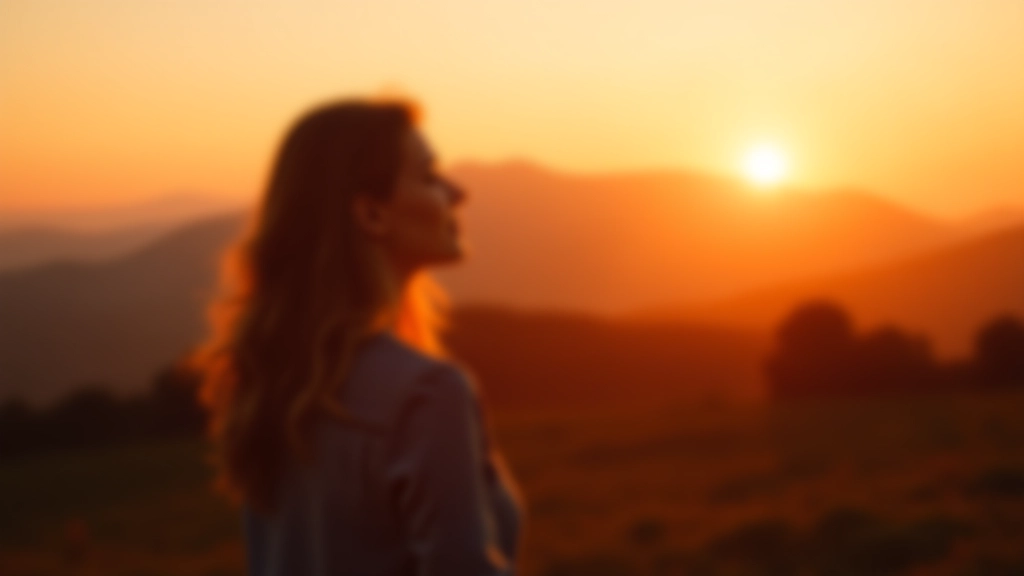 Žena se dívá na horizont během západu slunce